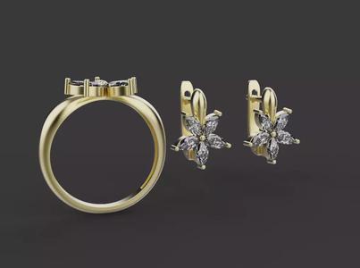 Ring and Earrings set 54327