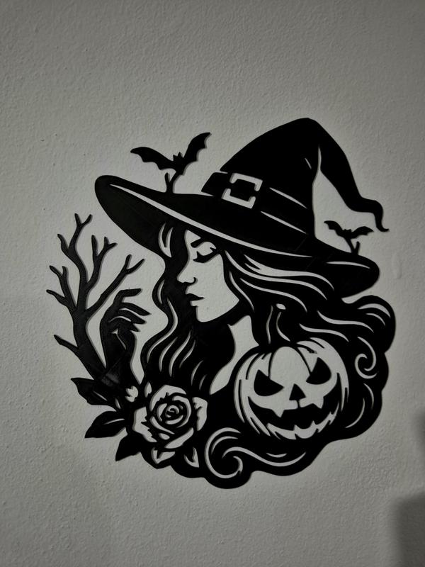 Halloween Line Art – Witch with Pumpkins, Roses and Bats