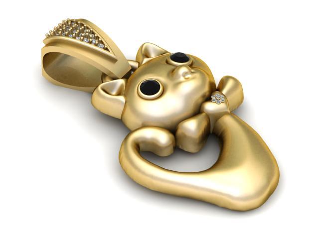 3D Printable Playful Cat Pendant