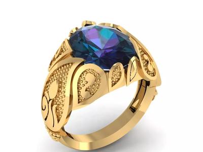 LUXURY BLUE SAPPHIRE RING 3D PRINTABLE MODEL