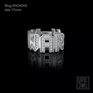 NO WAR Ring Size 17mm with gems 3D print model