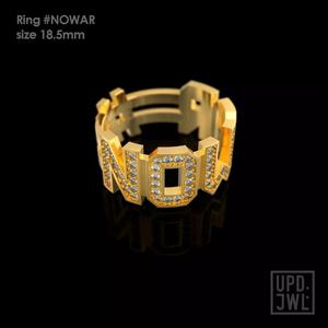 NO WAR Ring with gems Size 18-5mm 3D print model