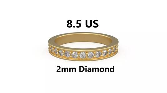 Model 1217 Eternity Diamond Band Ring 8 and half US Size 2mm Dia