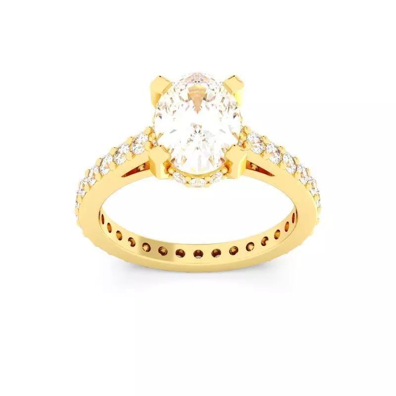 Oval Cut Hidden Halo Engagement Ring