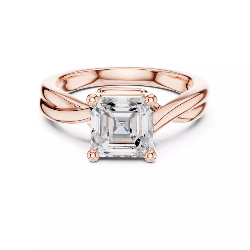 Solitaire Asscher Cut Twisted Split Shank Ring 3DM STL Video