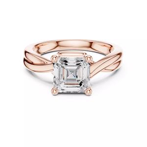 Solitaire Asscher Cut Twisted Split Shank Ring 3DM STL Video