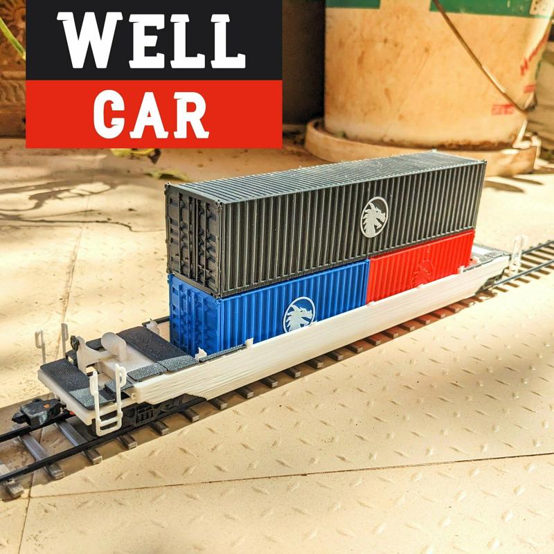 Well Car with Shipping Containers - Dragon Railway