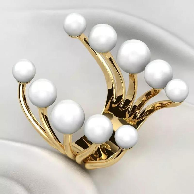 Pearls Open Gold Ring