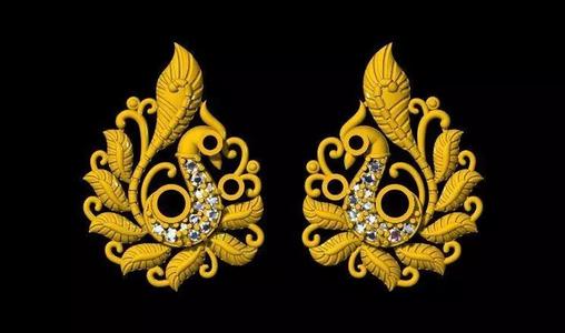 Peacock Stud Earrings 3dm file