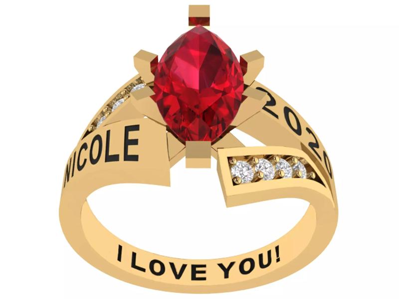 Personalized Class Ring 8 - Marqui Gem for Females