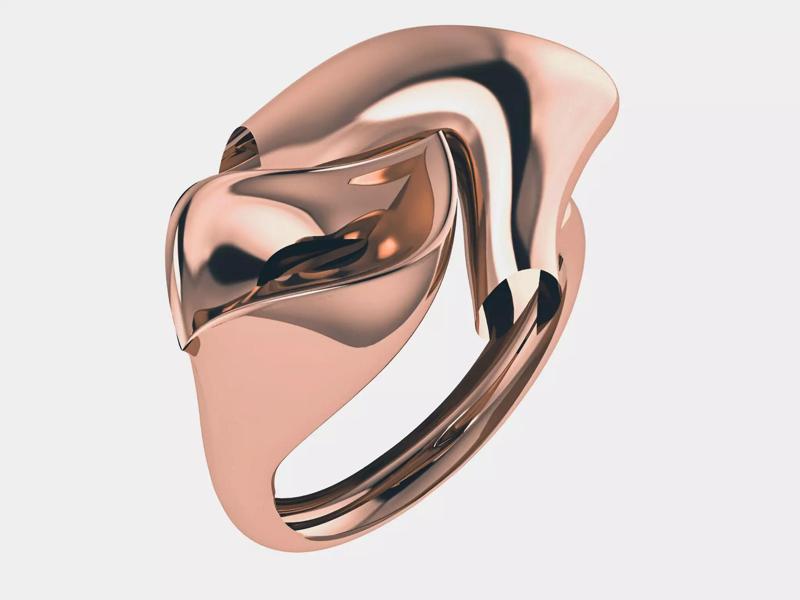 Dual Leaves Plain gold ring