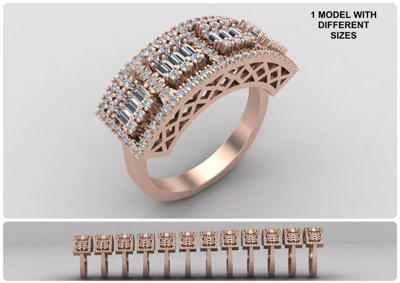 Pack of baguette rings 56-MWC