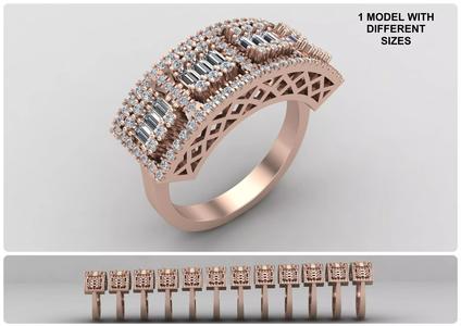 Pack of baguette rings 56-MWC