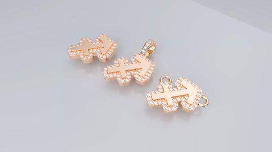 Zodiac Sign Pendant v3 -  Diamond Border - Sagittarius Pendant