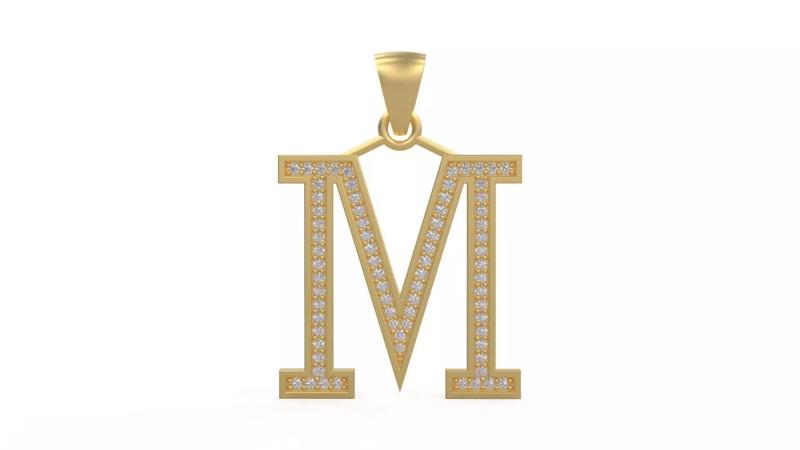 Model 1103 M Letter Initial Diamond Pendant
