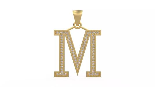 Model 1103 M Letter Initial Diamond Pendant