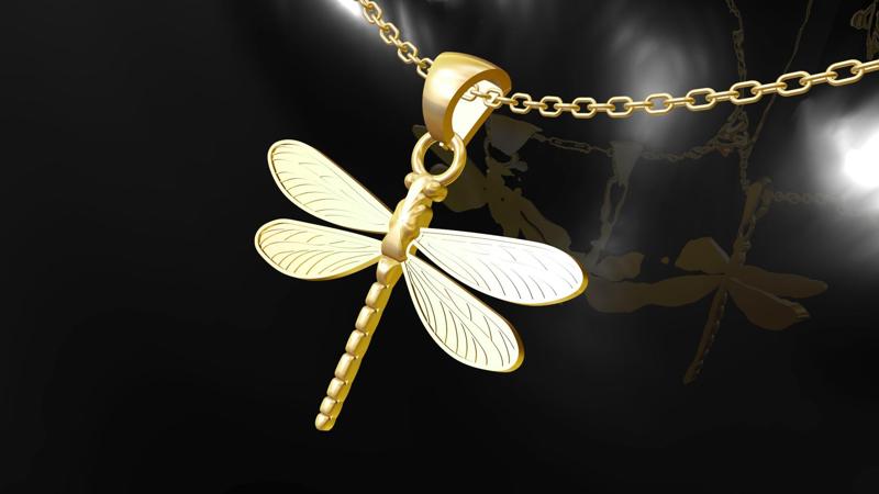 Dragonfly Pendant Jewelry Gold 3D print model