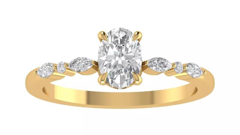 Oval Diamond 3 Stone Engagement Ring