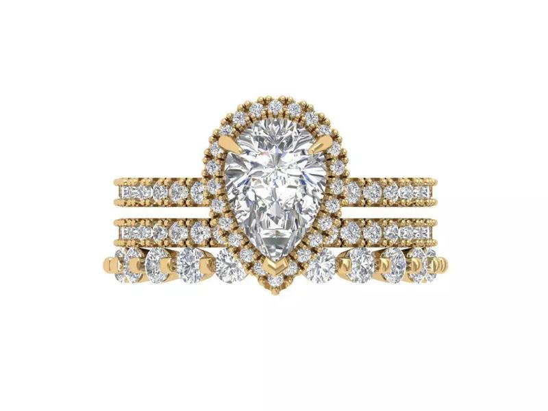 Pear Solitaire Ring Bridal set