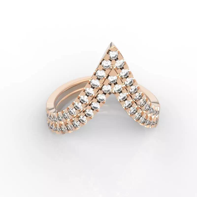 Geometric V Shape Diamond Ring