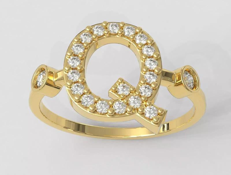 Diamond Letter Ring - Q
