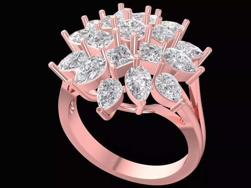 Luxury Floral Marquise Diamond Cluster Ring for Women 2419