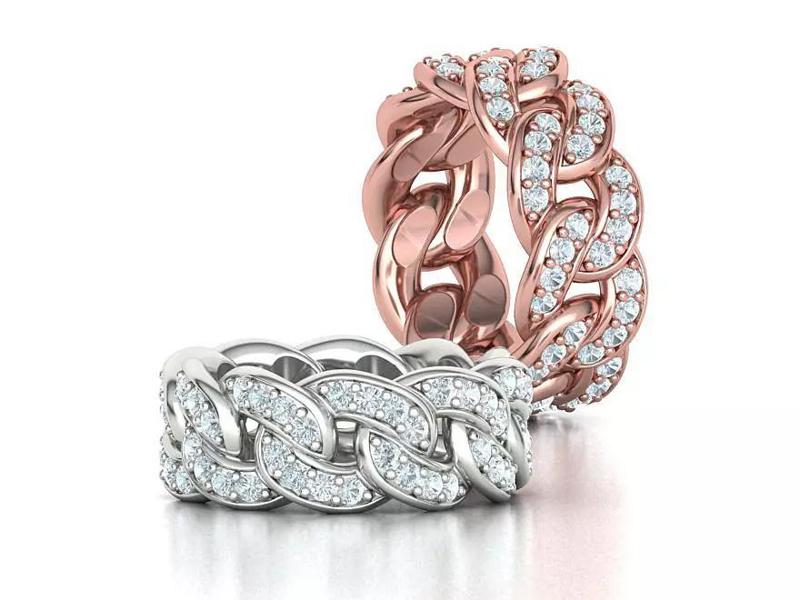 DIAMOND Cuban Link Heavy Chain Ring 9mm Wide 7US Size 3dmodel