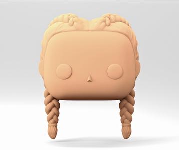 A female head in a POP style. 2 Pigtails. WH_4-1