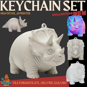 Cute Triceratops Keychain – 3D Printable Dinosaur Model