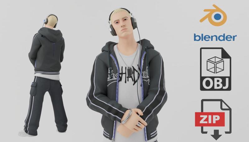 Eminem Rap Lowpoly RIgged