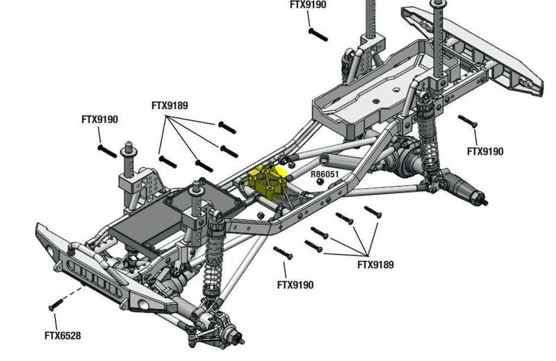 FTX Outback Fury - Transfer Housing Riser +2mm - 550 motor adapter