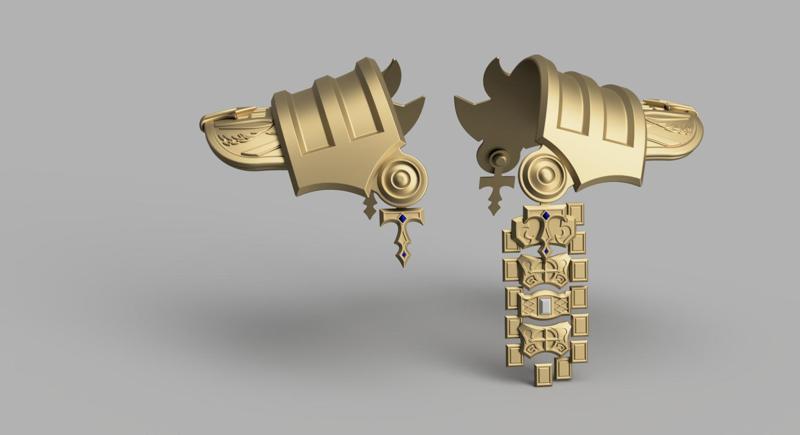 Emet-Selch's Shoulder Pauldrons and Ribbon