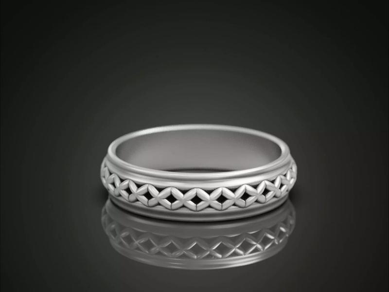 Wedding band ring geometrical pattern