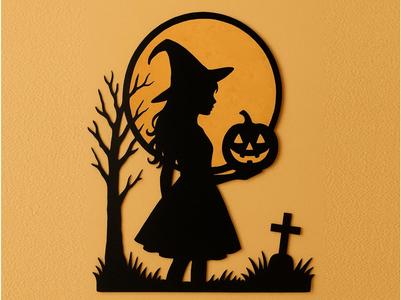 Young Witch with Pumpkin – Halloween Decoration