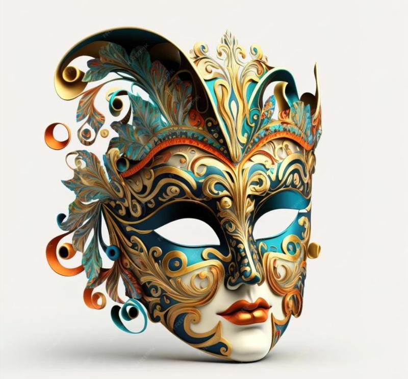 2190 Venetian Carnival Mask Color 3D Model, magic, dragon, serpent, mask, gnome, gorgon, venetian carnival, wild, fox, monster, cat, fair, witch, werewolf, horror, beast, snake, troll, skeleton dance