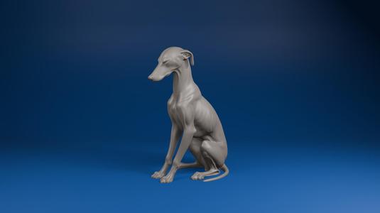 Elegant Greyhound Dog Sitting - STL File for 3D Printing
