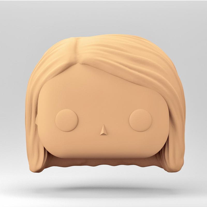 A female head in a POP style. Short straight hair. WH_7-9
