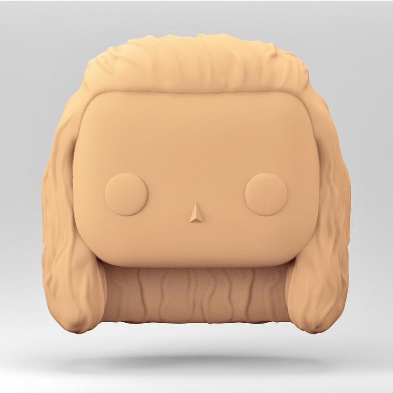 A female head in a POP style. Long curly hair. WH_3-11