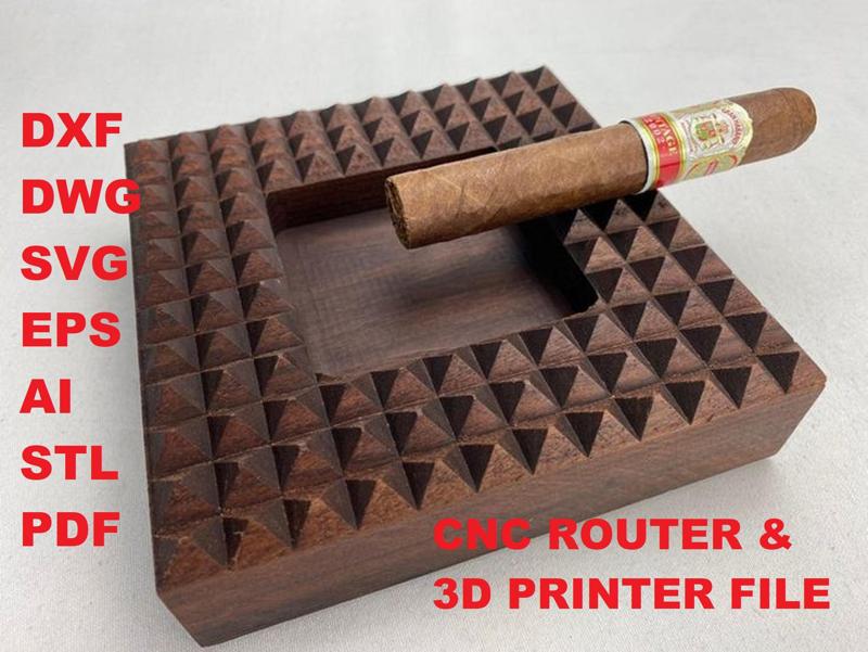 Pyramid Ashtray, Cigar Tray, Cigarette Tray, Cnc Cut 3D Model File For CNC Router Engraver, Plate Carving Machine, Relief, serving tray Artcam, Aspire, VCarve, Cutt3D