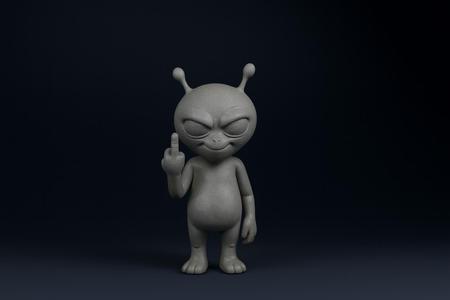 Alien Middle Finger STL - Funny Attitude 3D Print Model
