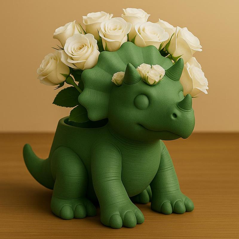 Adorable Triceratops Dinosaur Planter stl – Cute 3D Printable Flower Pot for Kids & Plant Lovers