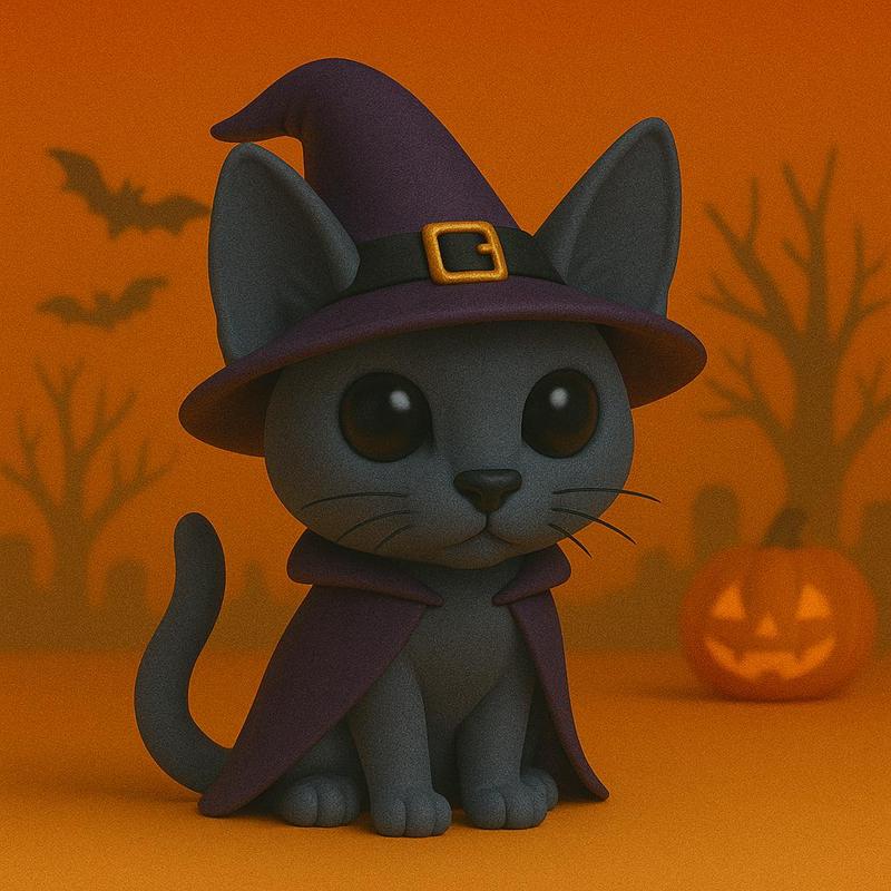 Russian Blue Cat Halloween Sorcerer POP POP -STL