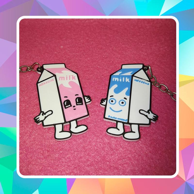 milky boy girl keychain
