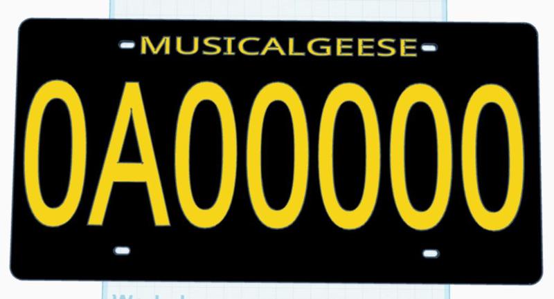 Musical Geese Licence Plate- v1.0.2 Multiple Colors & Numbers