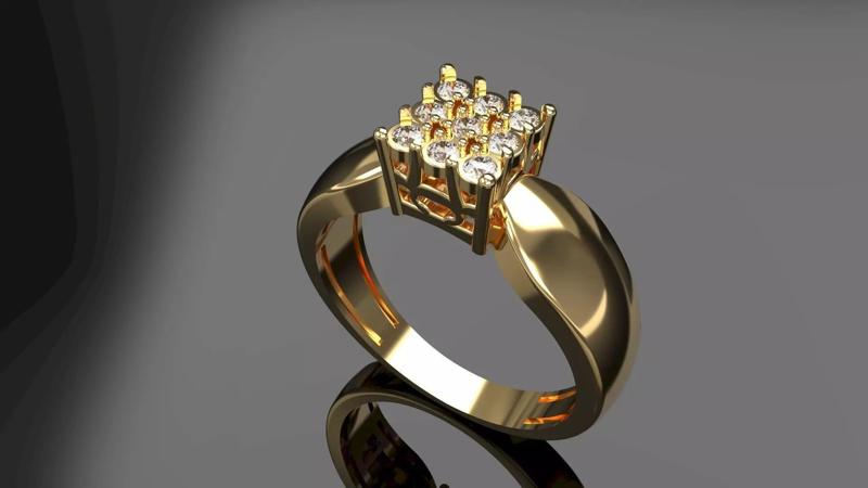 Gold ring with diamonds for women 3