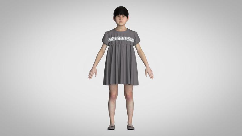 Kids Party Dress  | Marvelous / Clo3d / obj / fbx