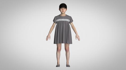 Kids Party Dress  | Marvelous / Clo3d / obj / fbx