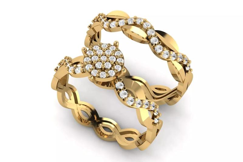 Genuine Diamond Multiple Bridal Engagement Ring R 156