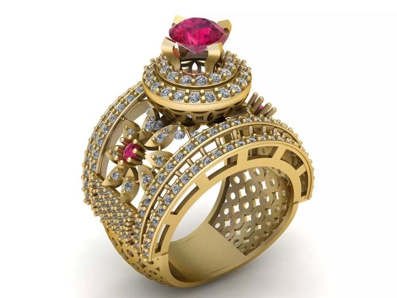 QUEEN ENGAGEMENT RUBY RING 3D PRINTABLE MODEL