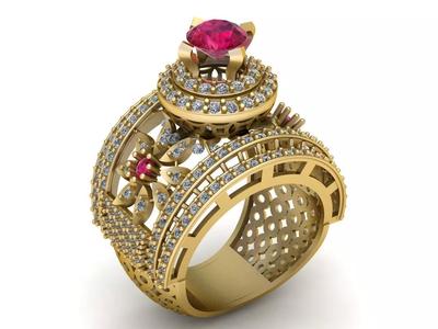 QUEEN ENGAGEMENT RUBY RING 3D PRINTABLE MODEL
